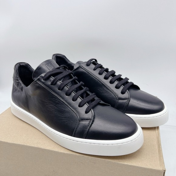 Bruno Magli Magnifico Black Leather Low Top Lace Up Sneaker Mens US 10.5 ITALY